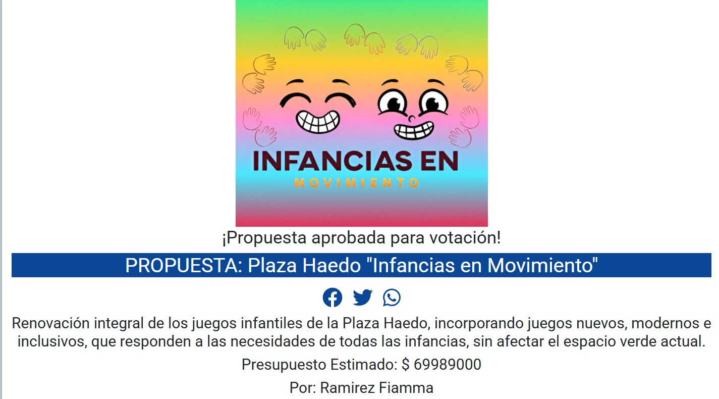“Infancias en Movimiento”: proponen renovar la Plaza Haedo con juegos inclusivos